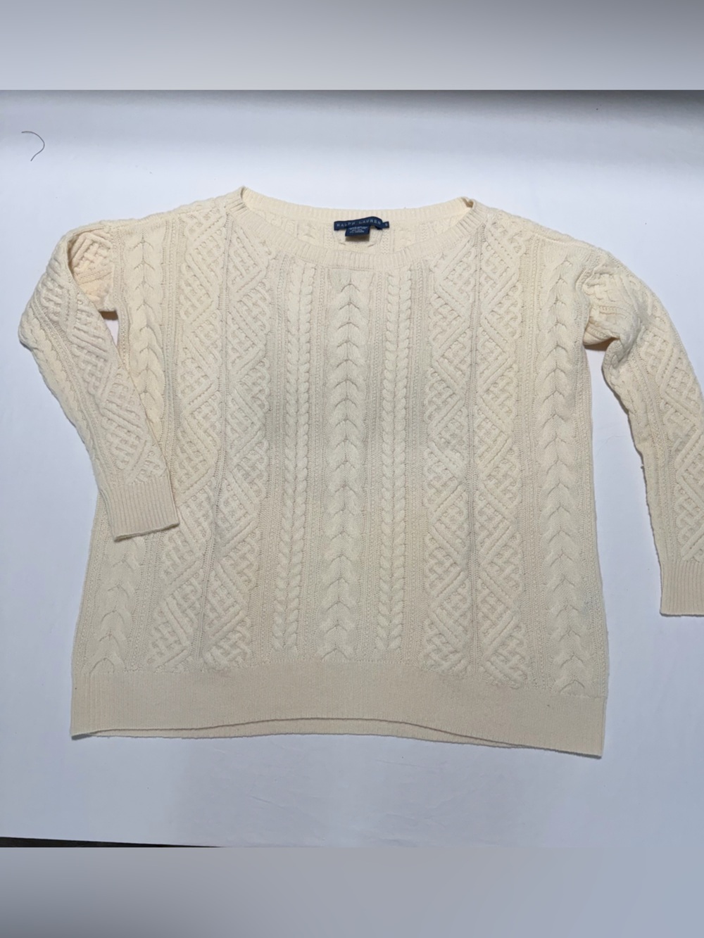 Ralph Lauren Cream Cable-Knit Pullover
